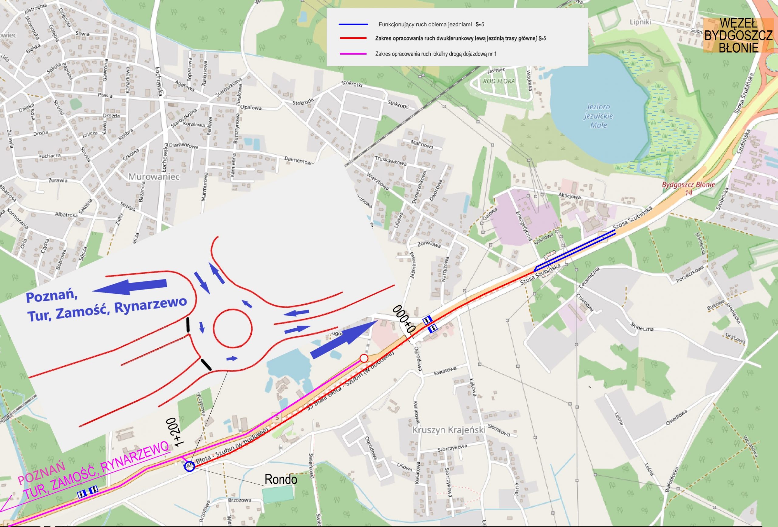 Zmiany na budowie trasy S5 pod Bydgoszczą. Kierowcy wjadą na tymczasowe rondo