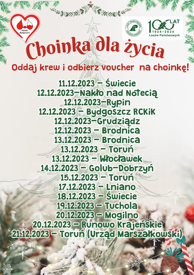 Oddasz krew - otrzymasz choinkę! Świąteczna akcja RCKiK w Bydgoszczy