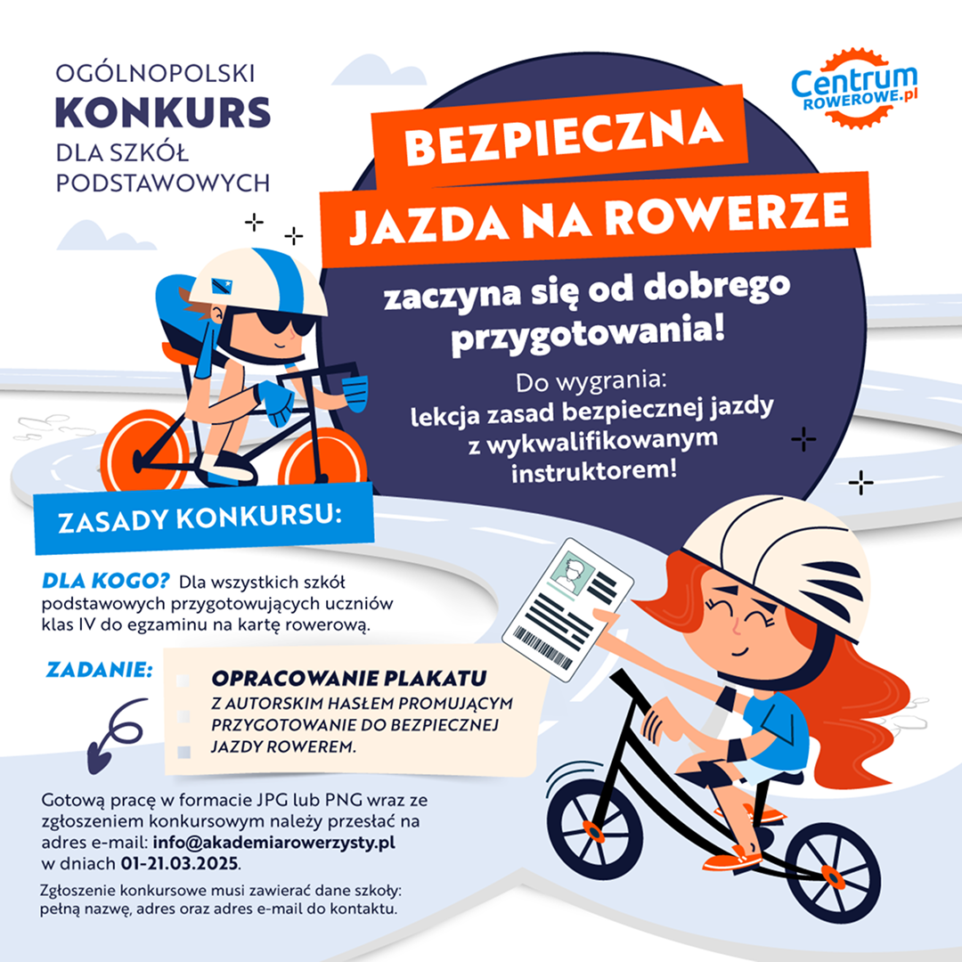 Ogólnopolski konkurs dla szkół podstawowych - do wygrania szkolenie z zasad bezpiecznej jazdy na rowerze! 