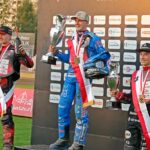 14-08-2025_żużel_Finał Młodzieżowe Indywidualne Mistrzostwa Polski Bydgoszcz_Wiktor Przyjemski, Maksymilian Pawełczak, Bartosz Bańbor – SF