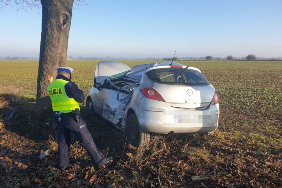 Opel uderzył w przydrożne drzewo. Dwie nastolatki zabrane do szpitala [ZDJĘCIA]