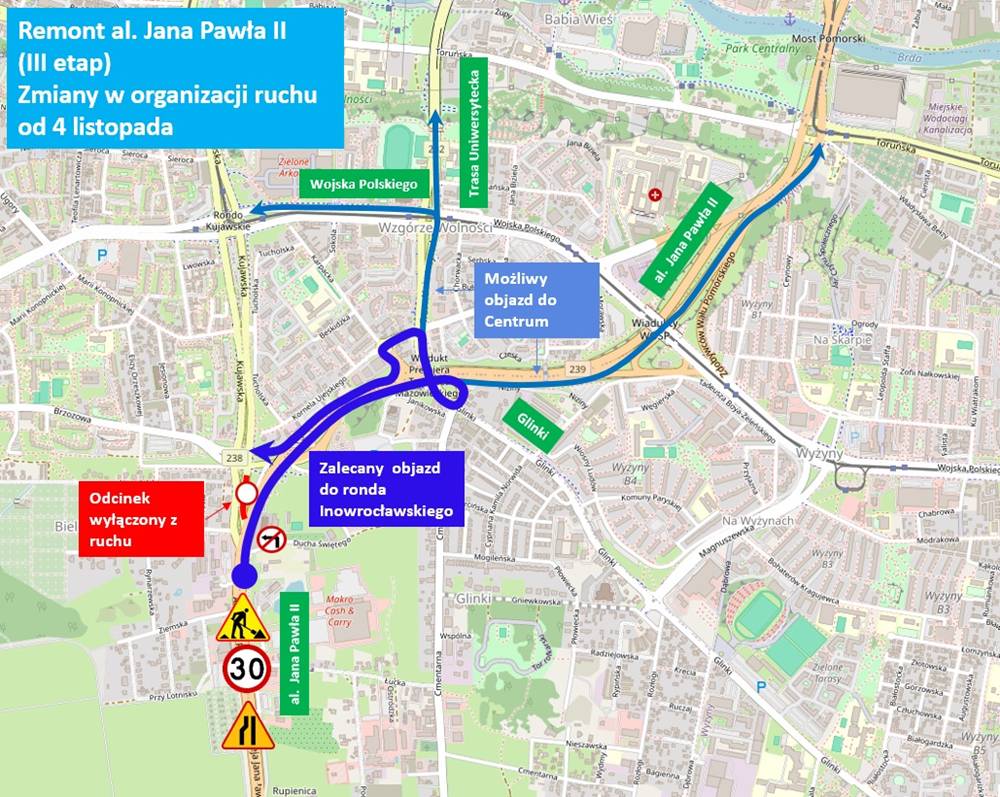 Od jutra spore zmiany na Jana Pawła II. Do centrum dojedziesz naokoło