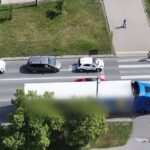 policja_KMP Bydgoszcz_zachowanie kierowców wobec pieszych_nagranie z drona