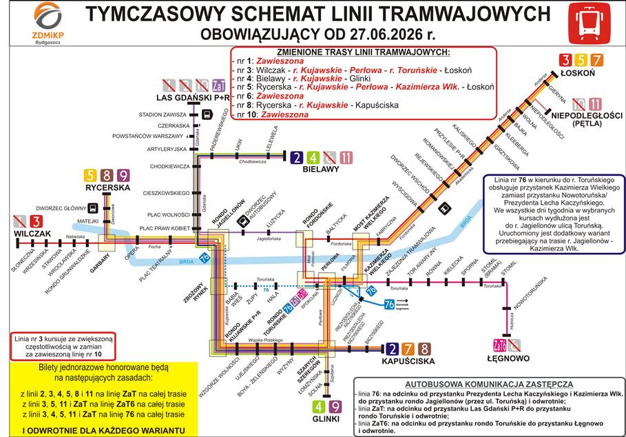 Start wakacji - start remontu na Rondzie Fordońskim. Tramwaje pojadą inaczej, spore zmiany!
