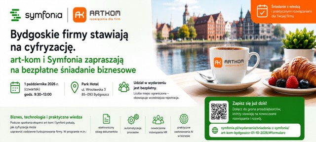 Bydgoskie firmy stawiają na cyfryzację. art-kom i Symfonia zapraszają na śniadanie biznesowe