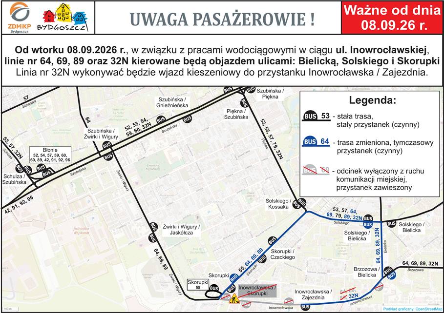 Zmiany na Górzyskowie. Zamknięty zostanie kolejny fragment Inowrocławskiej
