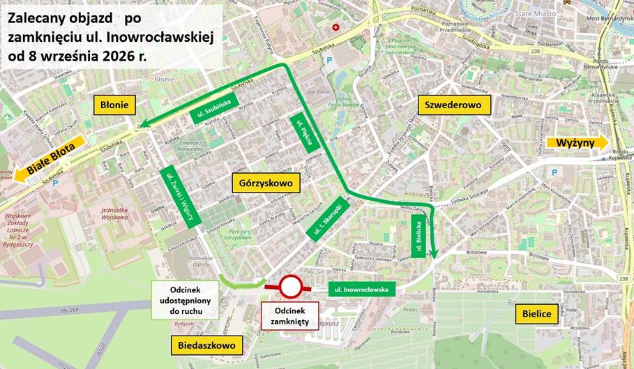Zmiany na Górzyskowie. Zamknięty zostanie kolejny fragment Inowrocławskiej